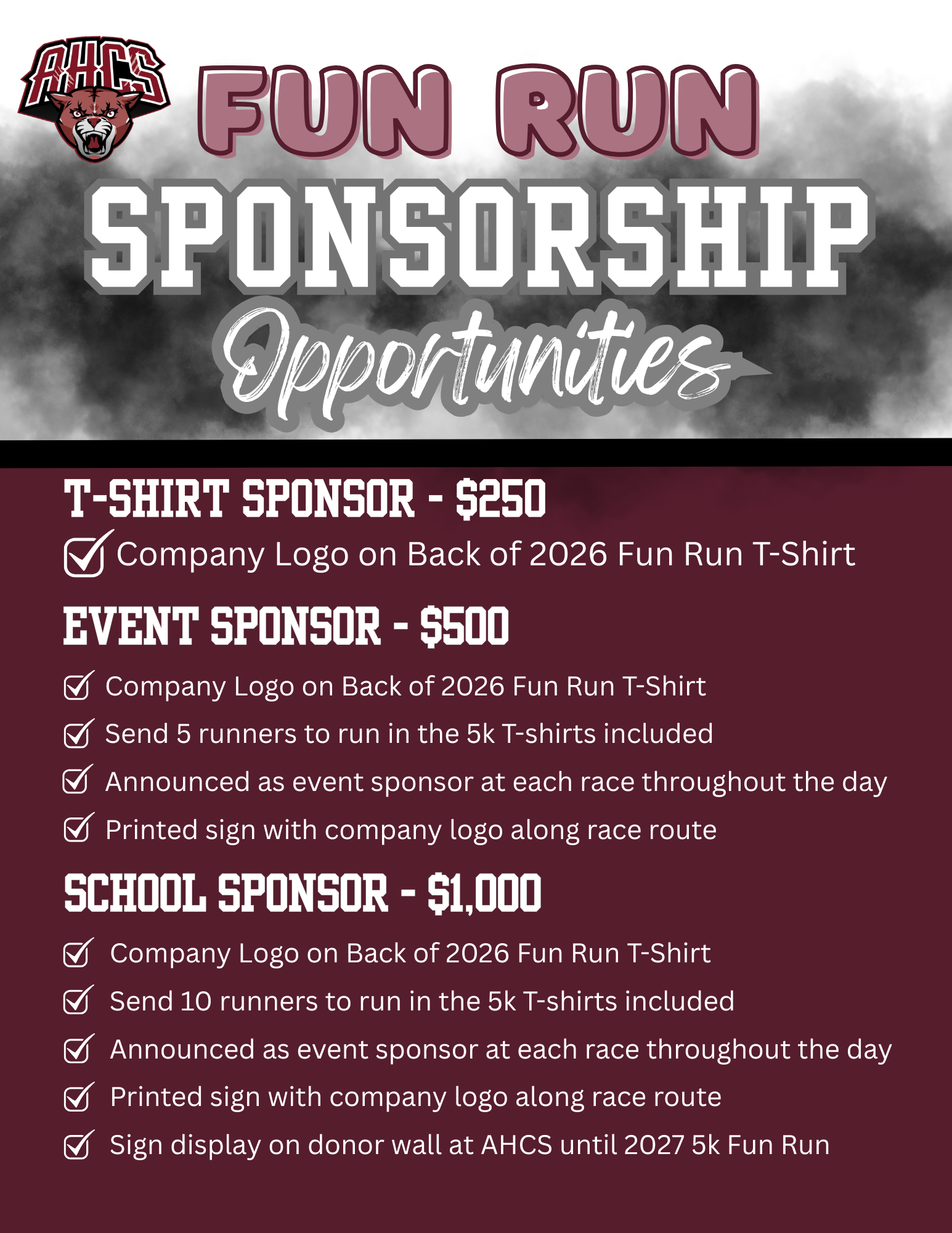 Fun Run Sponsorship Levels